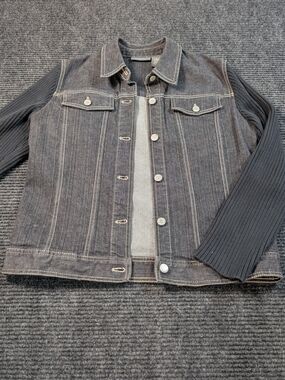 Relativity Denim Jacket with Ribbed Knit Sleeves